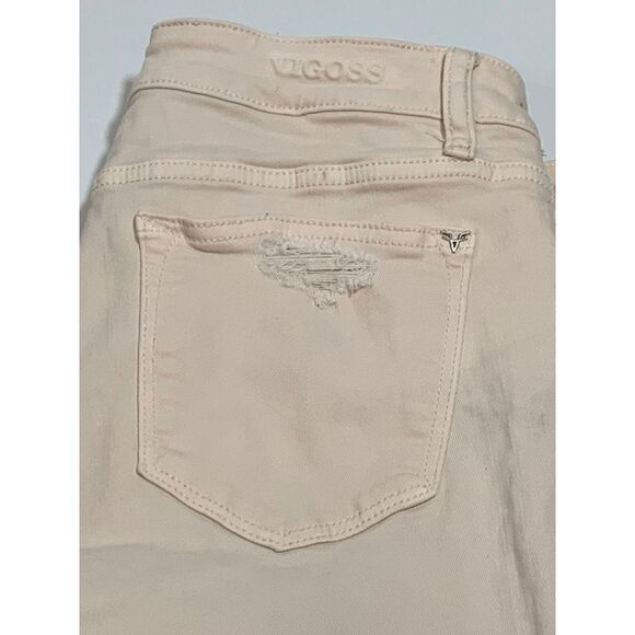 Vigoss Light Pink Distressed Frayed Hem Marley Super Skinny Mid Rise Denim Jean - Picture 6 of 11